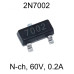 Транзистор 2N7002 (72, 702, 7002, S72, ST2N, WA, 12W), MOSFET N-канал, 60V, 0.2A, 5Ом