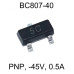 Транзистор BC807-40 (5C, 5Cp, 5Ct, 5CW), PNP, -45V, 0.5A