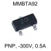 Транзистор MMBTA92 (2D), PNP, -300V, 0.5A