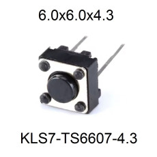 Кнопка тактовая 6x6x4.3 DIP-2 KLS7-TS6607-4.3 (аналог KFC-A06-HB)