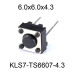Кнопка тактовая 6x6x4.3 DIP-2 KLS7-TS6607-4.3 (аналог KFC-A06-HB)