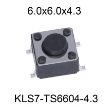Кнопка тактовая 6x6x4.3 SMD-4 KLS7-TS6604-4.3 (аналог DTSM-61)