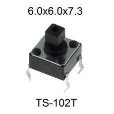Кнопка тактова 6x6x7.3 DIP-4 TS-102-7.3 (або TS-102T, аналог B3F-1050)